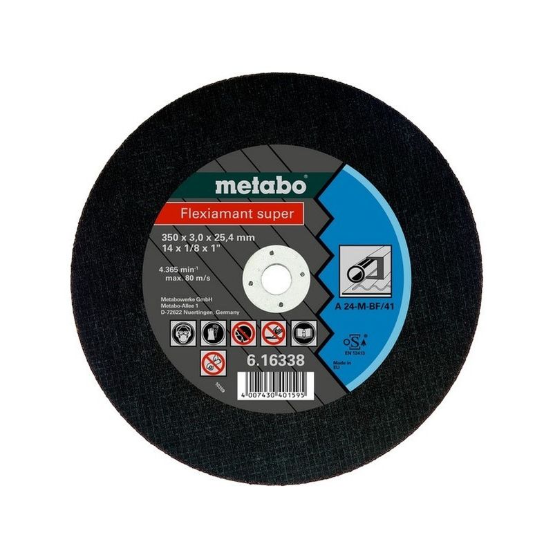 

616215000 Disco de tronzar plano Flexiamant Super A24-M para metal 400x3x25,4 mm (Envase 10 Ud) - Metabo