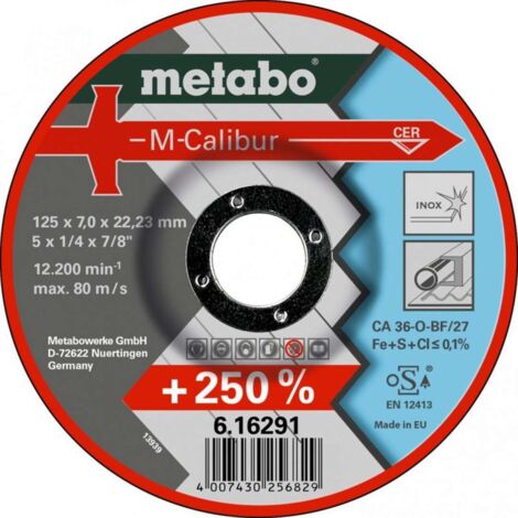 Metabo 616291000 Disco de tronzar plano amoladora angular CA 46-U M-Calibur para inoxidable 125x7x22,23 mm (Envase 25 Ud)