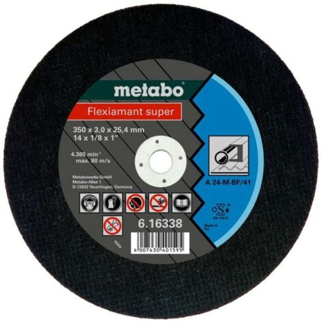 Metabo 616338000 Disco de tronzar plano Flexiamant Super A24-M para metal 350x3x25,4 mm (Envase 10 Ud)