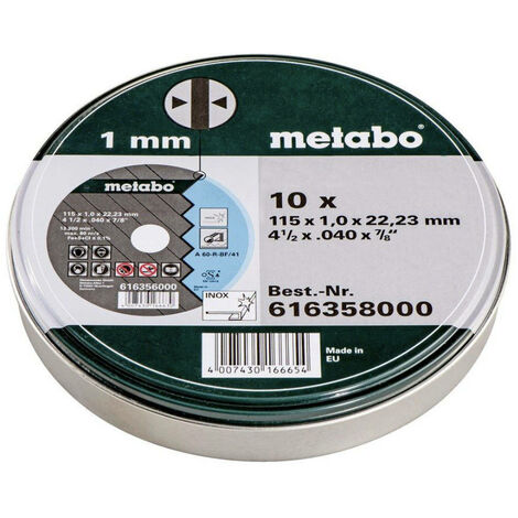 Metabo 616358000 115mm Angle Grinder Discs Pack Of 10 - Metal Cutting