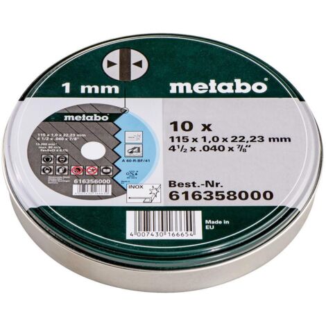 Metabo 616358000 115mm x 1mm x 22,3 Inox Discs Pack of 10