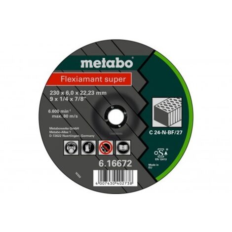 Metabo 616731000 Disco de desbaste amoladora angular Flexiamant Super C24-N para piedra 125x6x22,23 mm (Envase 25 Ud)