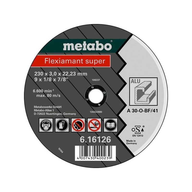 

616751000 Disco de tronzar embutido amoladora ang. Flexiamant Super A30-O para Metal NF 115x2,5x22,23 mm (Envase 25 Ud) - Metabo