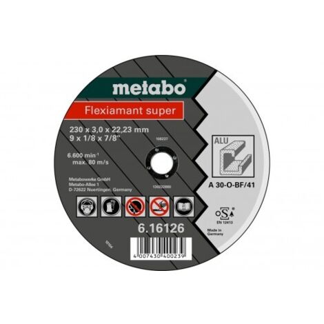 Metabo 616752000 Disco de tronzar plano amoladora angular Flexiamant Super A30-O para Metal NF 125x2,5x22,23 mm (Envase 25 Ud)