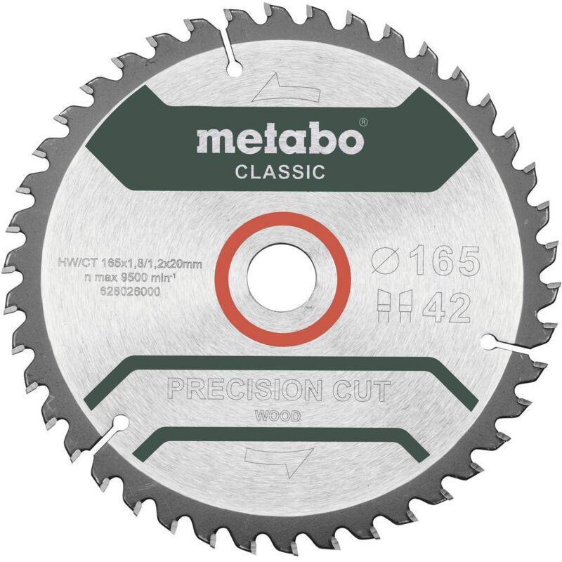 Metabo - Precision cut Wood - Classic 165X20 Z42 wz 5° 628026000 Lame de scie circulaire au carbure 165 x 20 x 1.2 mm Nom