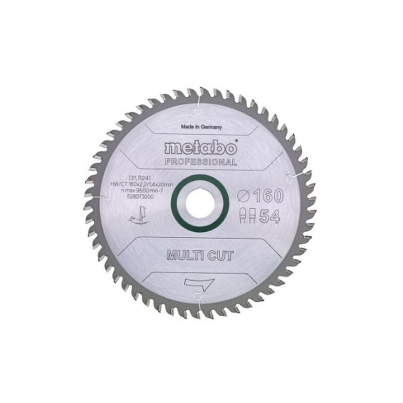 

Metabo 628071000 Hoja sierra Metal duro HW CT Multi Cut 160x20 mm Dientes 30 DI