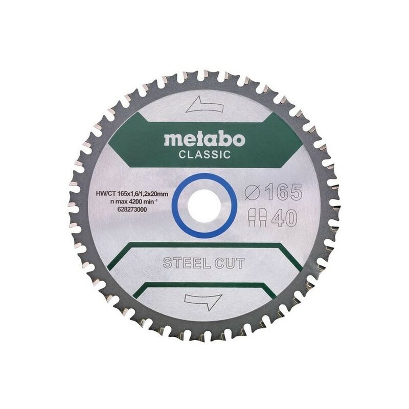 

Metabo 628273000 Hoja sierra MKS Steel Cut Classic para acero 165x20mm Dientes Z40 DPFA:DPFA 4°