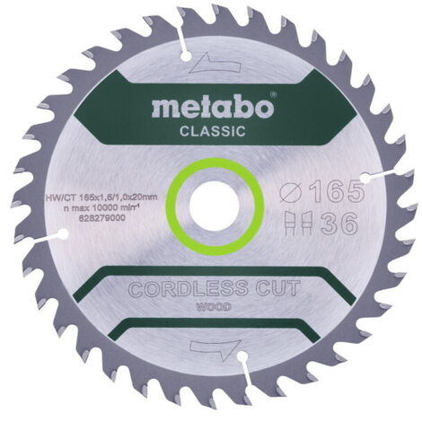 Metabo 628279000 CordlessCutClassic 165 x 20, 36 WZ, 15°, Color:, Size