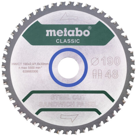Metabo  628684000 Kreissägeblatt 190 x 30 mm Zähneanzahl: 48 1 St.