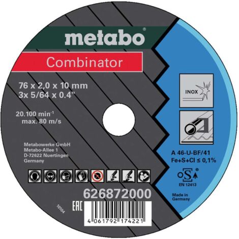 Metabo Accesorios - Disco de corte y desbaste para acero inoxidable 76x10 mm, 3 unidades 626872000