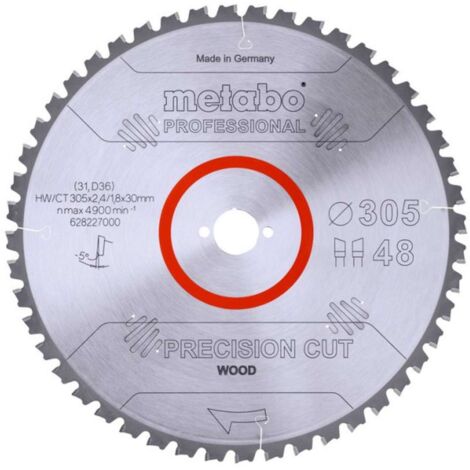 Metabo Accesorios - Disco de sierra para madera, 305x30 mm, 48 dientes 628227000