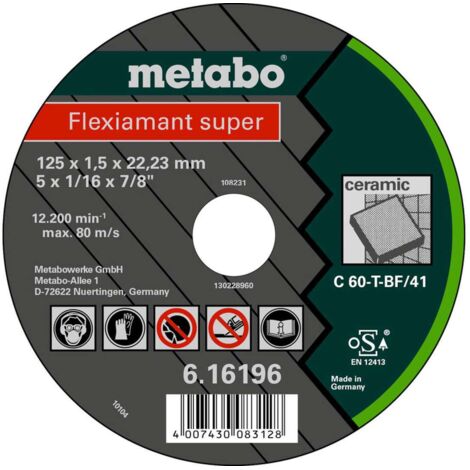 Metabo Accessori - Disco da taglio per piastrelle 125x22,2 mm 616196000