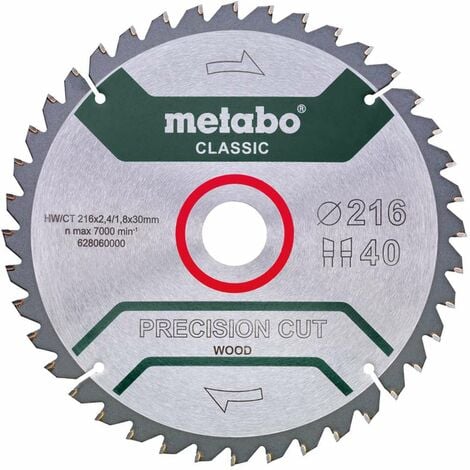 Metabo Accessori - Lama di sega circolare Precision Cut Wood 216 x 30mm Z40 628060000