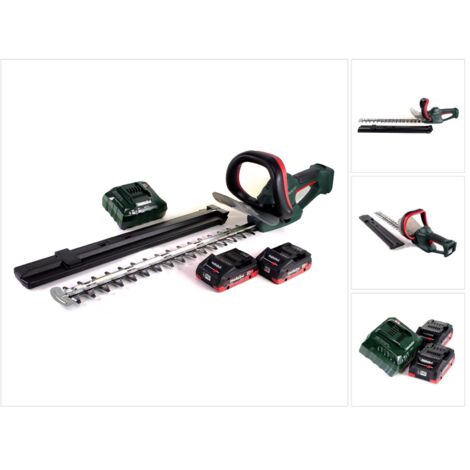 Metabo AHS 18-55 V Akku Heckenschere 18 V 53 cm ( 600463800 ) + 2x Akku 4,0 Ah + Ladegerät
