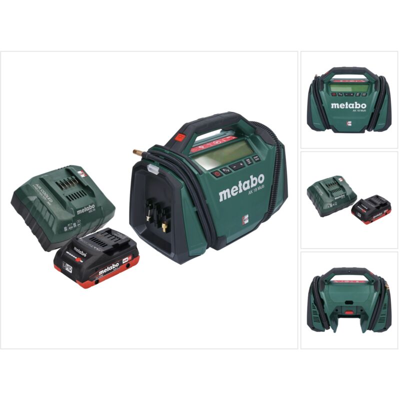 Metabo - ak 18 Compresseur à batterie multiple 18 v 11 bar + 1x batterie 4,0 Ah + chargeur Metabo - ak 18 Compresseur à batterie multiple 18 v 11 bar + 1x batterie 4,0 Ah + chargeur