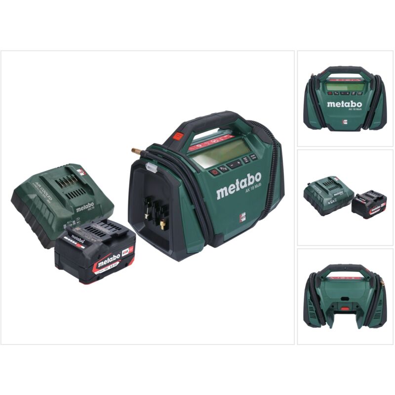 Metabo - ak 18 Compresseur à batterie multiple 18 v 11 bar + 1x batterie 4,0 Ah + chargeur