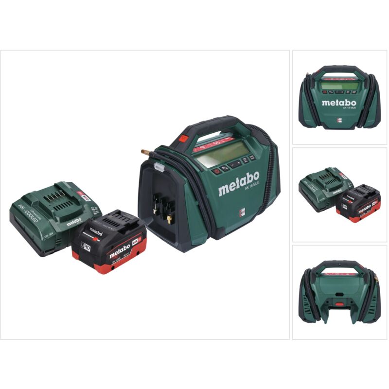 Metabo AK 18 Multi compresseur sans fil 18 V 11 bar + 1x batterie 5,5 Ah + chargeur Metabo AK 18 Multi compresseur sans fil 18 V 11 bar + 1x batterie 5,5 Ah + chargeur