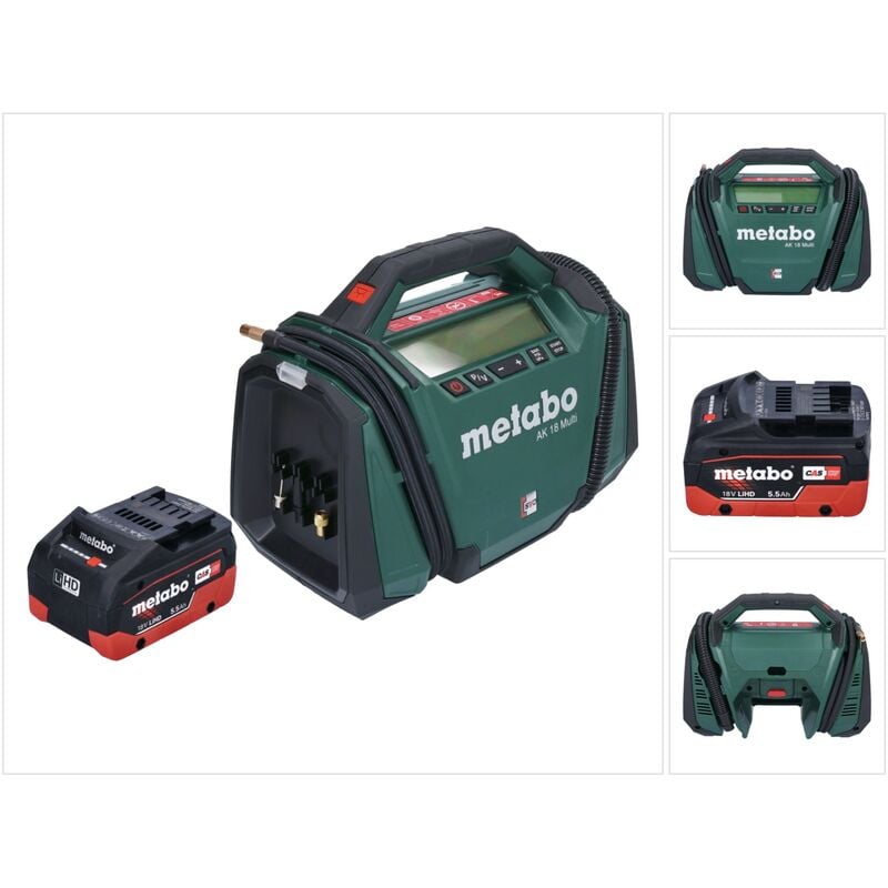 Metabo - ak 18 Multi Compresseur sans fil 18 v 11 bar + 1x batterie 5,5 Ah - sans chargeur