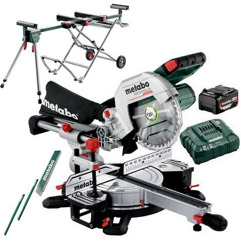 Metabo Akku Kappsäge Säge Ladegerät KGS 18LTX BL216 + Untergestell KSU251 mobile