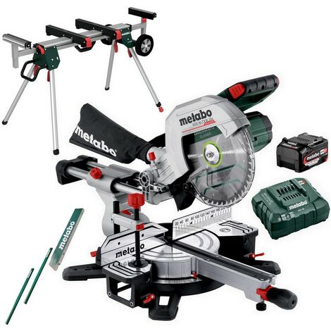Metabo Akku Kappsäge Säge Ladegerät KGS18 LTX BL 254 + Untergestell KSU 251 Set