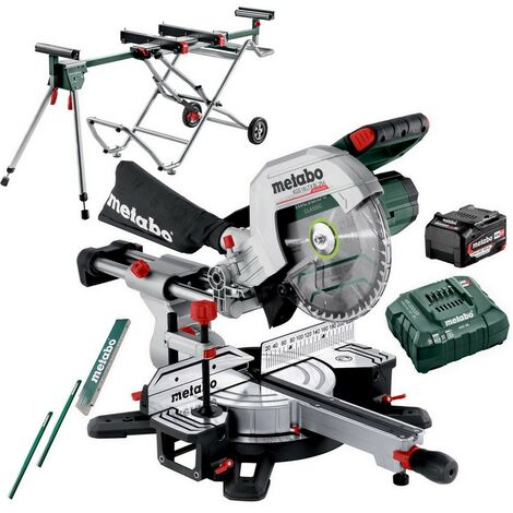 Metabo Akku Kappsäge Säge Ladegerät KGS18 LTX BL254 + Untergestell KSU251 mobile