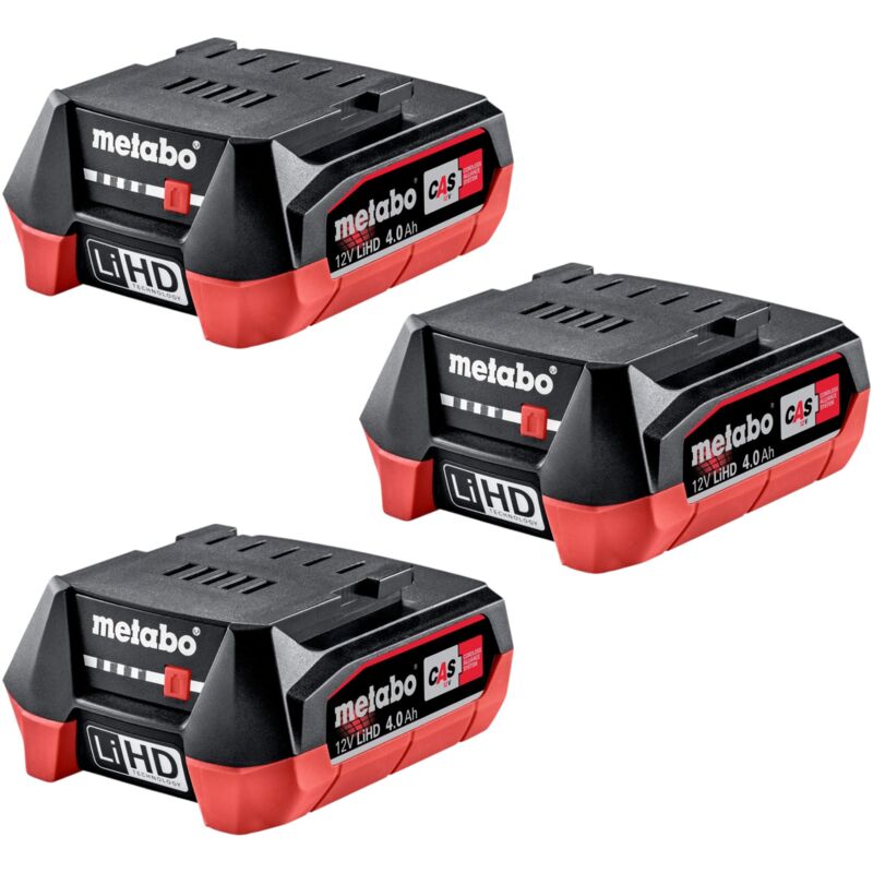 Metabo Akku Set 3x Lihd Akkupack 12 V 4, 0 Ah / 4000 Mah Li-ion Mit Ladestandanzeige ( 3x 625349000 )