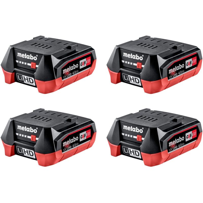 Metabo Akku Set 4x Lihd Akkupack 12 V 4, 0 Ah / 4000 Mah Li-ion Mit Ladestandanzeige ( 4x 625349000 )