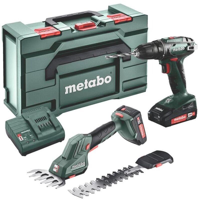 Combo Set 2.2.5 18v Akku-bohrschrauber Bs + Grasschere Sgs Ltx Q Mit Akkus + Lader In X - Metabo