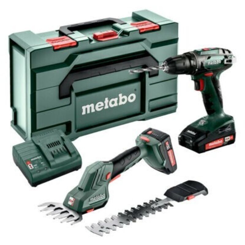 Metabo COMBO SET 2.2.5 18V 685186000 MACHINES SANS FIL EN SET cisaille a gazon sans fil SGS 18 LTX Q et Perceuse visseuse BS