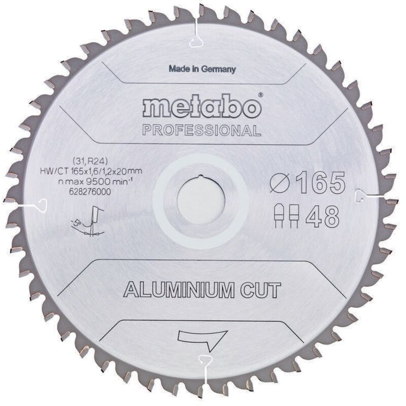 Metabo - Lame de scie circulaire D165xÉpaisseur 1,2xAlésage 20mm fz/tr z. 48 angle de coupe 5 degrés