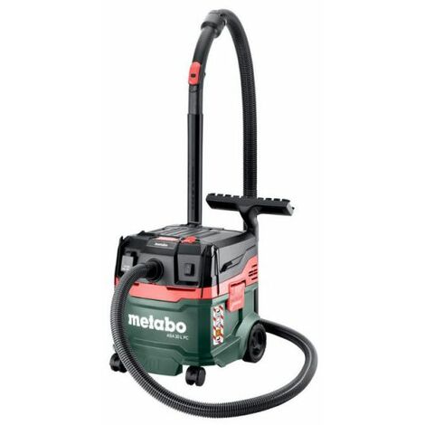 Metabo – Aspirateur professionnel 20 L – Dépression 225 hPa – Puissance 1200 W – Nettoyage filtre PressClean – Pour chantiers et ateliers - ASA 20 L PC