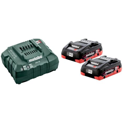 Metabo Basic Set 2 x 18v LiHD 4.0Ah Batteries & ASC 55 Charger