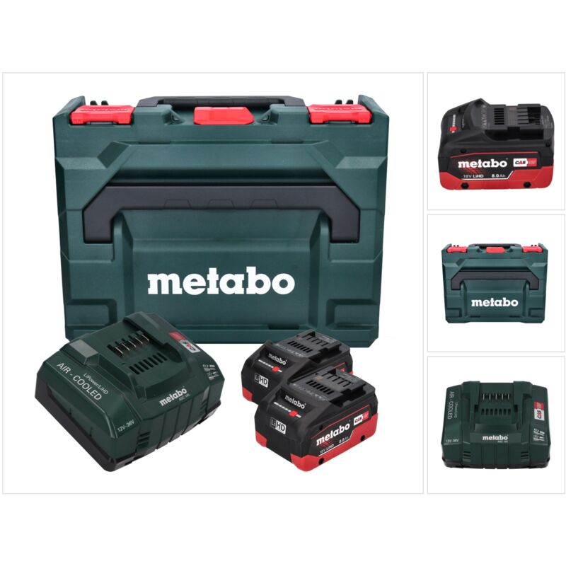 Metabo - Basic Set 2x batterie Li-Power 18 v 8,0 Ah cas Li-Ion ( 685131590 ) + chargeur asc 145 + x