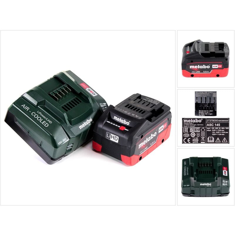Metabo - Basis Set 18V - 1x Batterie LiHD 5,5Ah ( 625368000 ) + Chargeur asc 145 ( 627378000 )