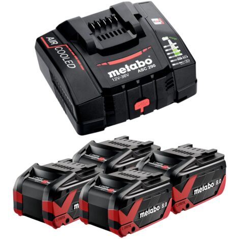 Metabo Basis Set 4x LiHDX Akkupack 18 V 8,0 Ah Akku ( 4x 624975000 ) + ASC 290 Ladegerät ( 627370000 )