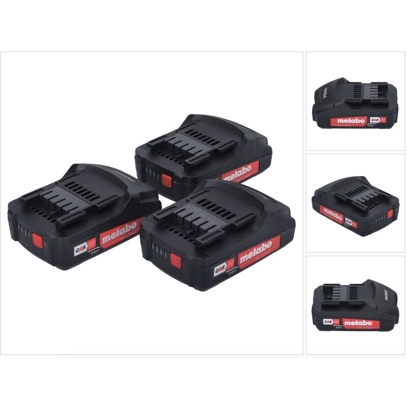 Batterie Set 3x Li-Power Batteriepack 18 v 2,0 Ah cas Li-Ion Batterie ( 3x 625596000 ) avec indicateur de charge - Metabo