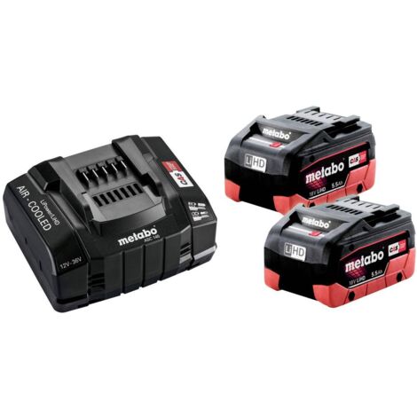Metabo – Chargeur rapide 18V avec 2 batteries 5.5Ah – 685190000 – Technologie LiHD pour performance accrue – Compatible outils électroportatifs - A070032
