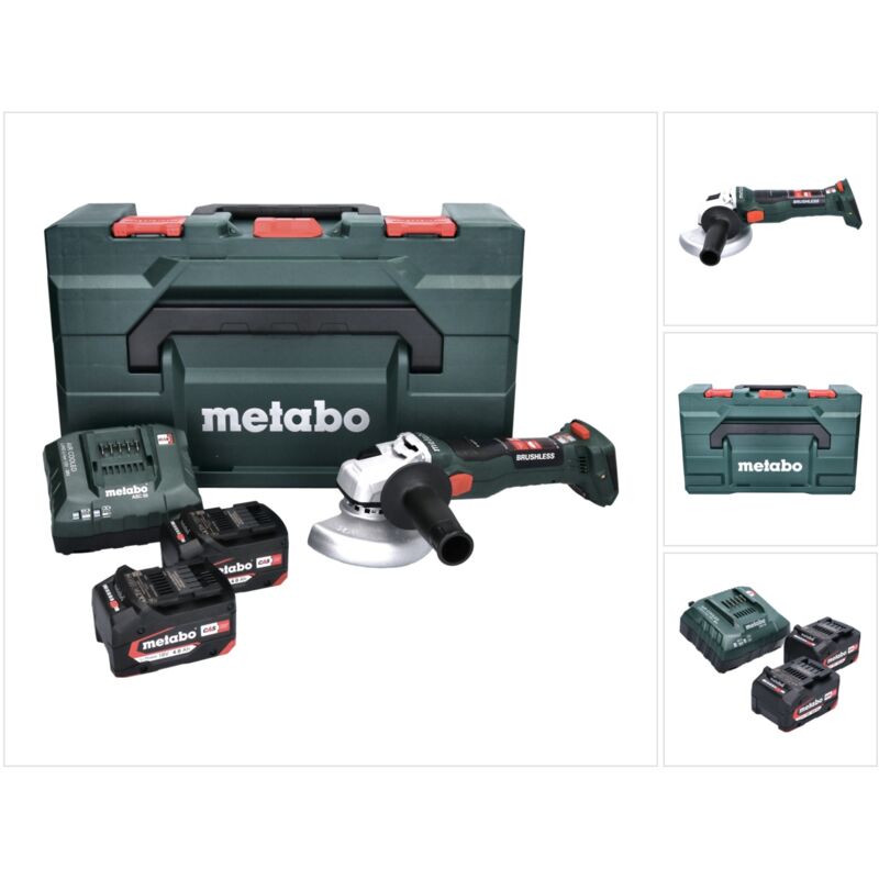 Meuleuse d'angle 18V Ø125 mm (2x4,0 Ah) W 18 LT BL 11-125 en metabox - METABO 613052510