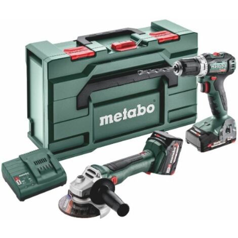Perceuse-visseuse sans fil 18V 685233000 – Meuleuse d'angle 125mm – 2 batteries Li-Power 2.0Ah et 4.0Ah – Boîtier de transport metaBOX