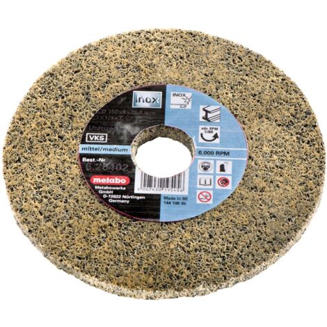 Metabo Disco compatto in tessuto non tessuto Unitized, grana media, 125x6x22,23 mm, per smerigliatrici angolari (626483000)