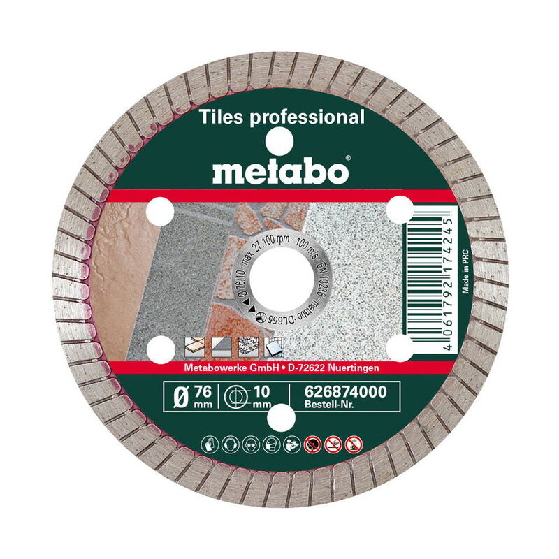 Mola troncatrice diamantata-TP, Ø76x10 mm per smerigliatrice angolare Metabo