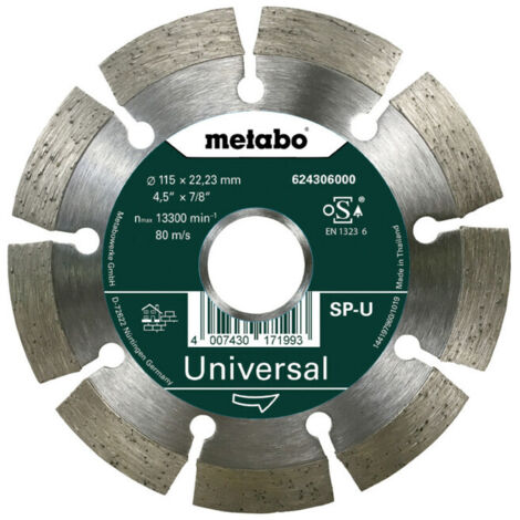 Metabo Disque à tronçonner diamanté 115x22,23mm, SP-U, universel "SP", blister