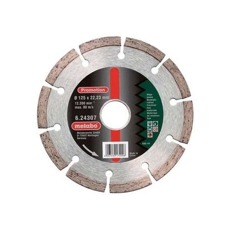 Metabo – Disque diamant 125 mm pour meuleuse – Alésage 22,23 mm – Coupe béton, grès dur, brique – Longue durée de vie, segments frittés
