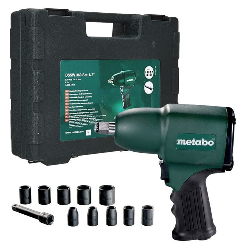 Image of Metabo - dssw 360 Druckluft-Schlagschraubersatz 1/2 + 10 Steckschlüssel - 6.04118.50