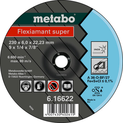 Metabo Flexiamant super 180x6,0x22,23 Inox, Schruppscheibe, gekröpfte Ausführung 10 Stk