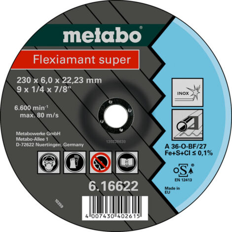 Metabo Flexiamant super 230x6,0x22,23 Inox, Schruppscheibe, gekröpfte Ausführung 10 Stk