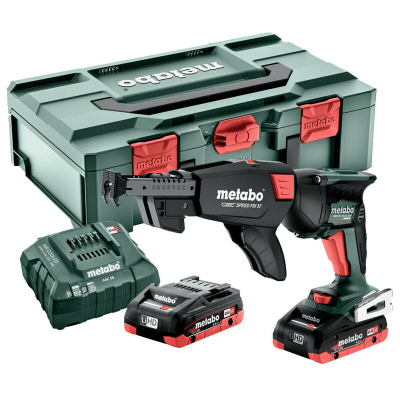 Metabo - Visseuse à placo 18V (2x4,0 Ah) hbs 18 ltx bl 3000 avec chargeur de vis et x 620062540