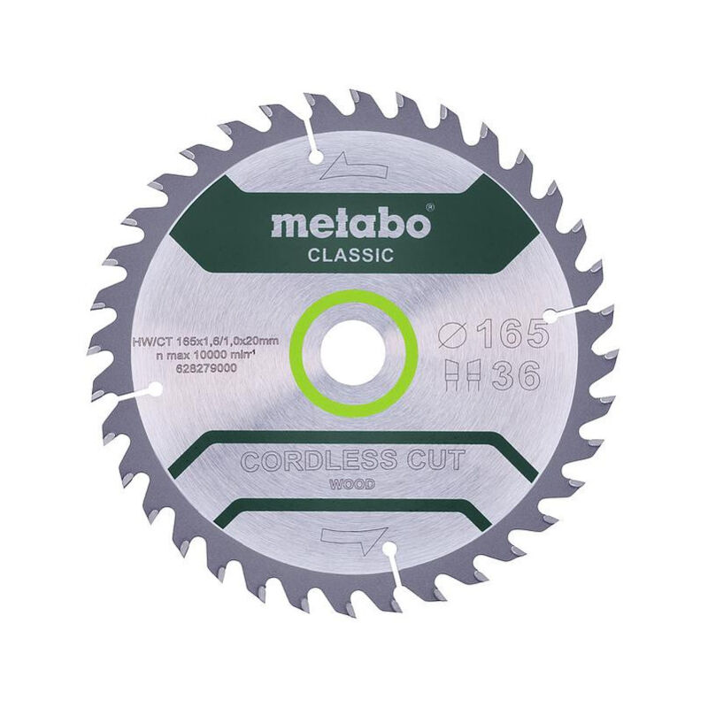 

Metabo - Hoja de sierra circular 'madera cortada sin cable' clásica 165x1,6x20 mm 36 dientes WZ