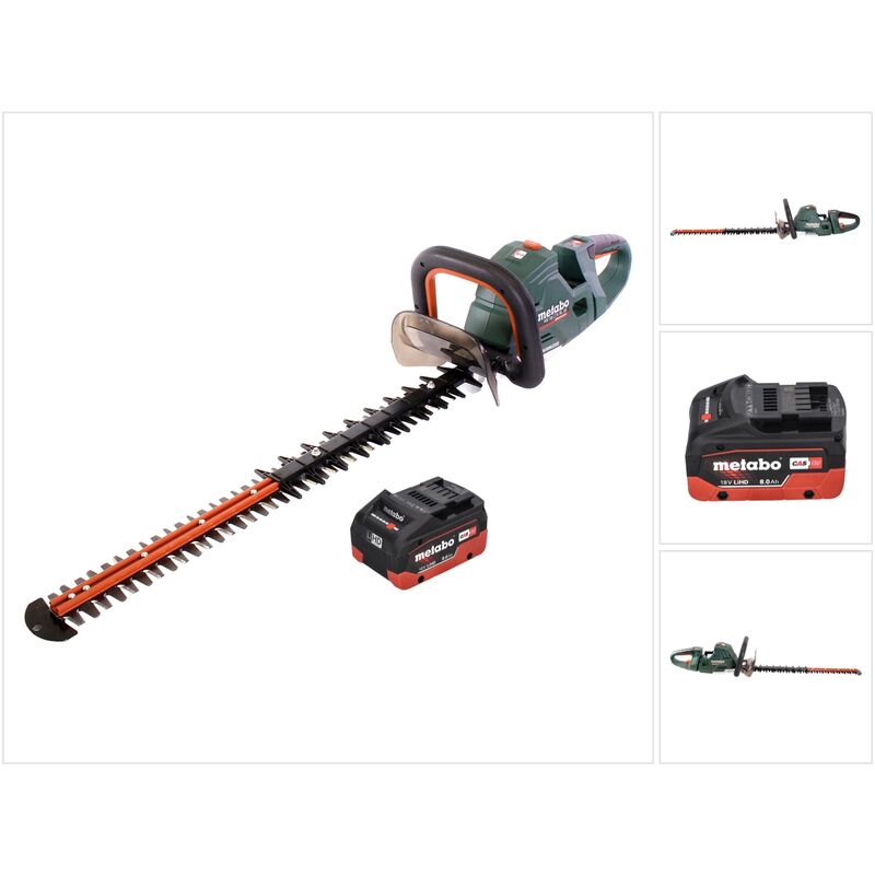 Hs 18 ltx bl 65 Taille-haie sans fil 18 v 60 cm brushless + 1x Batterie 8,0 Ah - sans chargeur - Metabo