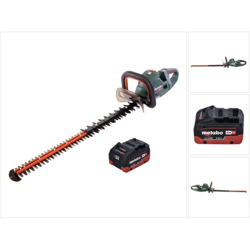 Metabo - hs 18 ltx bl 75 Taille-haie sans fil 18 v 75 cm Brushless + 1x batterie 5,5 Ah - sans kit de chargement
